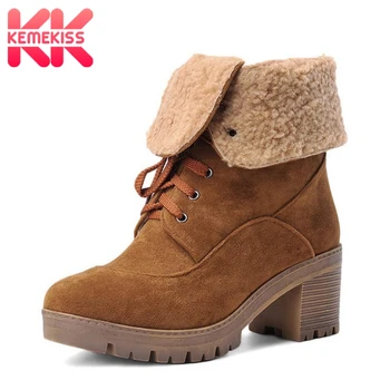 KemeKiss Size 34-43 Woman High Heels Boots Thick Fur Lace Up Platform Mid Calf Boots Warm Fashion Winter Shoes Woman Short Botas
KemeKiss Size 34-43 Woman High Heels Boots Thick Fur Lace Up Platform Mid Calf Boots Warm Fashion Winter Shoes Woman Short Botas