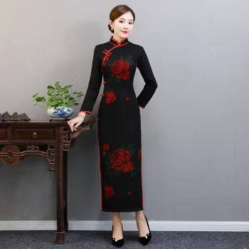 New Winter Velvet Long Cheongsam Red Chinese Print Floral Female Qipao Vintage Slim Dress Vestidos Size M L XL XXL XXXL
New Winter Velvet Long Cheongsam Red Chinese Print Floral Female Qipao Vintage Slim Dress Vestidos Size M L XL XXL XXXL
