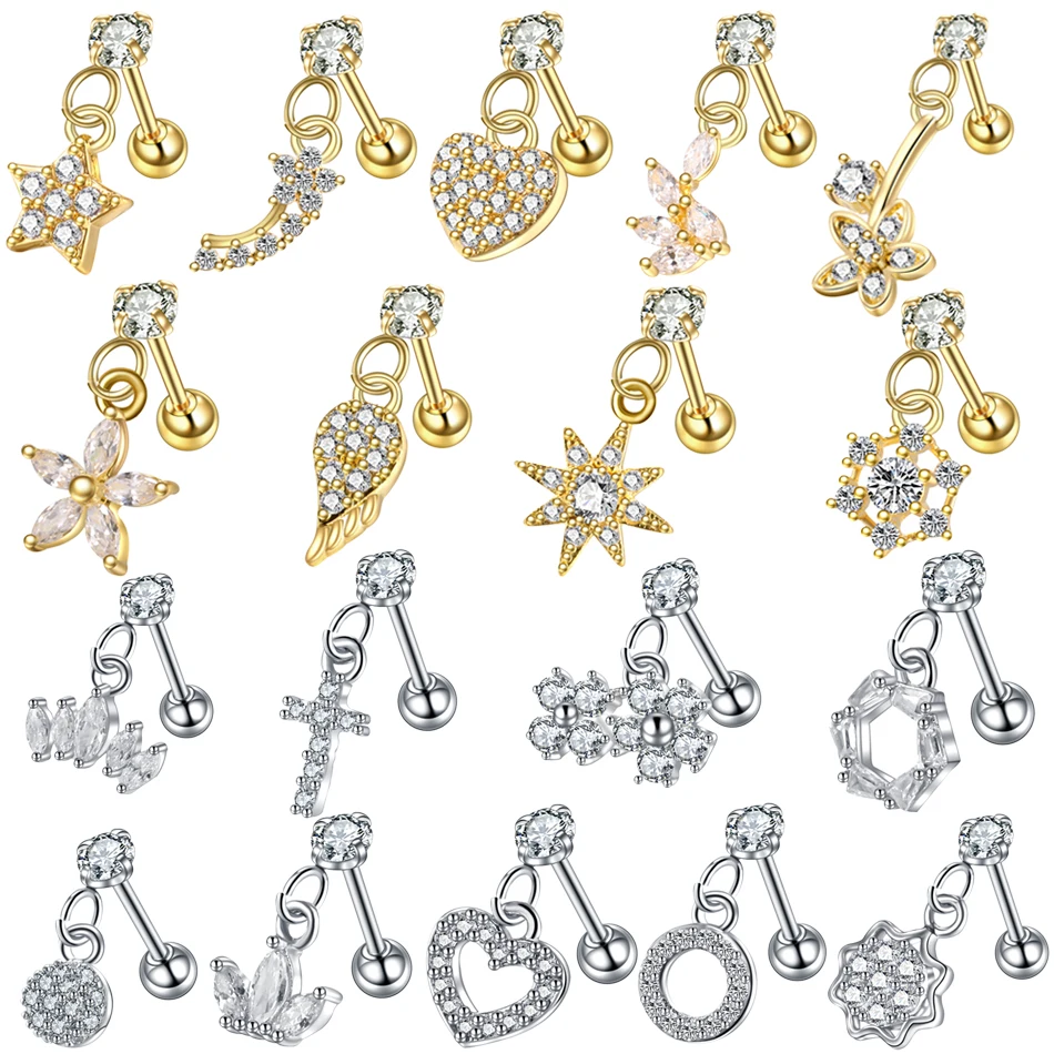 1PC Dangle Ear Tragus Cartilage Piercing Gold Heart Hexagon Crystal Tragus Ear Piercing Plug Daith Earring Helix Cartilage Studs
1PC Dangle Ear Tragus Cartilage Piercing Gold Heart Hexagon Crystal Tragus Ear Piercing Plug Daith Earring Helix Cartilage Studs