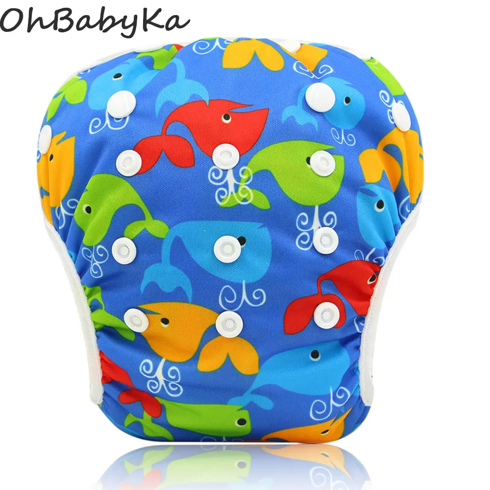 Image Ohbabyka 2016 Brand Swimming Diapers for Infants Nappies Adjustable Washable Swim Diaper Cover Cloth Pant Reusable Baby Swimwear