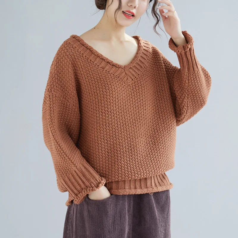 Johnature Solid Color Pullover Knitting Sweater Women 2019 New Spring V-Neck Long Sleeve Loose Casual Women Clothes Sweaters
Johnature Solid Color Pullover Knitting Sweater Women 2019 New Spring V-Neck Long Sleeve Loose Casual Women Clothes Sweaters