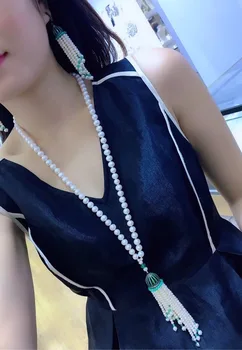 Natural Freshwater Pearls Tassel Drop Earrings S925 Silver Plated White Gold Cubic Zirconia Necklace Sweater Chain Long Women
Natural Freshwater Pearls Tassel Drop Earrings S925 Silver Plated White Gold Cubic Zirconia Necklace Sweater Chain Long Women