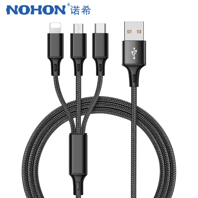 NOHON 3 in 1 Nylon Micro USB Type-C Lighting Charge Cables 8 Pin For iPhone 7 8 6 Plus X Xiaomi LG Universal Fast Charging Cable
NOHON 3 in 1 Nylon Micro USB Type-C Lighting Charge Cables 8 Pin For iPhone 7 8 6 Plus X Xiaomi LG Universal Fast Charging Cable