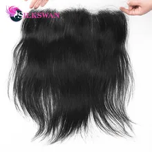 Pelo Slikswan indio pelo recto encaje cierre Frontal 13*4 oreja a oreja encaje suizo Remy cabello humano 8 -20 pulgadas envío gratis(China)