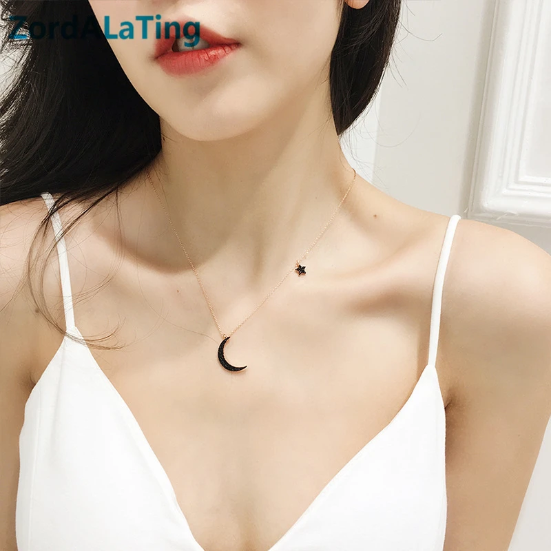 black rhinestone shine moon and star chic gold plating necklace simple Korean neck accessories short clavicle chain new design
black rhinestone shine moon and star chic gold plating necklace simple Korean neck accessories short clavicle chain new design