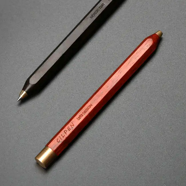 solid wood signature pen spinning out core hexagonal brass