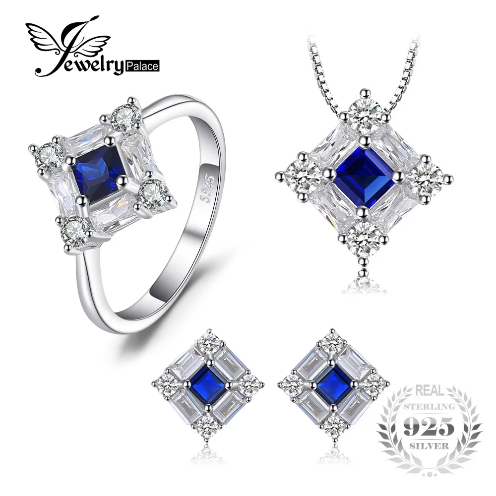 JewelryPalace Octagonal 1.7ct Created Blue Sapphire Pendant Necklace Stud Earrings Ring 925 Sterling Silver Fine Jewelry Sets
JewelryPalace Octagonal 1.7ct Created Blue Sapphire Pendant Necklace Stud Earrings Ring 925 Sterling Silver Fine Jewelry Sets