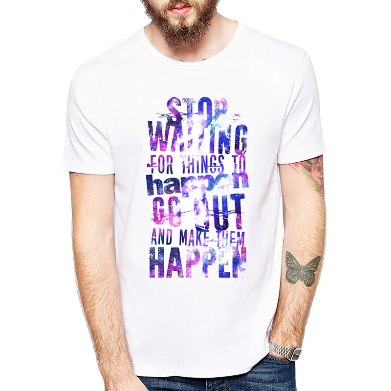 New Letters Print T-Shirt For Men Stop waiting for things to happen T Shirts Harajuku Fashion Top Tee Shirt
New Letters Print T-Shirt For Men Stop waiting for things to happen T Shirts Harajuku Fashion Top Tee Shirt