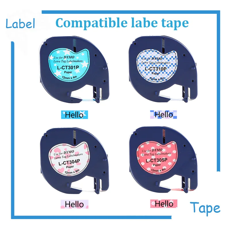 4PK новейшая совместимая лента Dymo letratag различные узоры разные красивые цвета 12 мм бумага 91200 91201 для LT-H100/QX50
4PK новейшая совместимая лента Dymo letratag различные узоры разные красивые цвета 12 мм бумага 91200 91201 для LT-H100/QX50