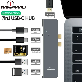 7in1 USB 3.1 Type-C Hub To HDMI Adapter 4K Thunderbolt 3 USB C Hub with Hub 3.0 TF SD Reader Slot PD for MacBook Pro/Air
7in1 USB 3.1 Type-C Hub To HDMI Adapter 4K Thunderbolt 3 USB C Hub with Hub 3.0 TF SD Reader Slot PD for MacBook Pro/Air