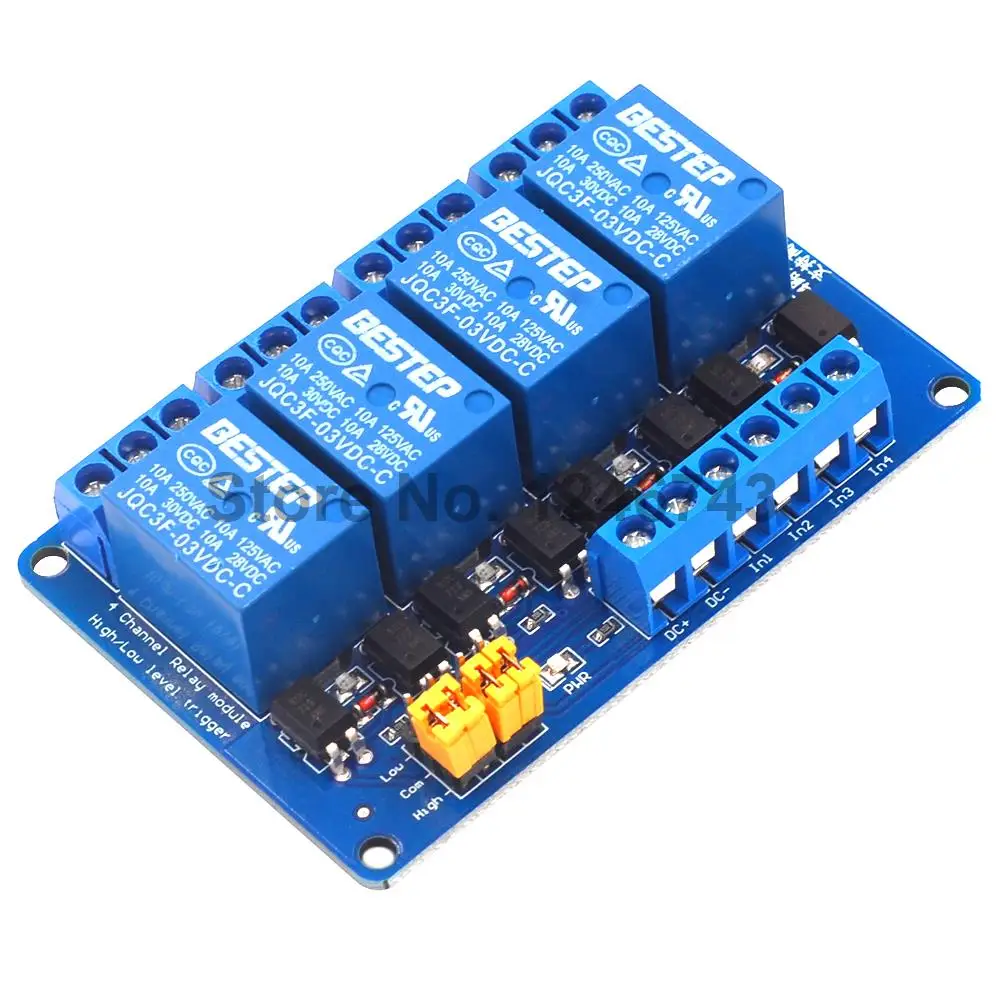 3.3V 5V 12V 24V 4 Channel Relay Module High and low Level Trigger Dual Optocoupler Isolation Relay Module