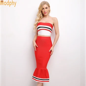 New Bodycon Ladies Set 2018 Summer Dress 2 Piece Red Sleeveless Tube Top Stripes Vestidos Celebrity Party Dress D159
New Bodycon Ladies Set 2018 Summer Dress 2 Piece Red Sleeveless Tube Top Stripes Vestidos Celebrity Party Dress D159