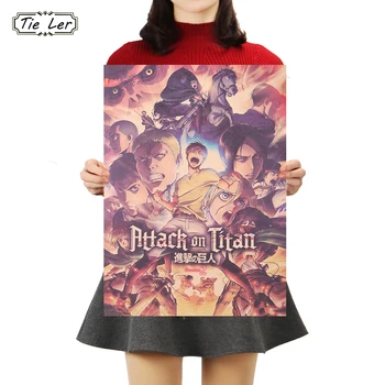 TIE LER Japanese Anime Attack on Titan Poster Classic Cartoon Kraft Paper Wall Sticker Bar Cafe Decorative Paintings 50.5*35cm
TIE LER Japanese Anime Attack on Titan Poster Classic Cartoon Kraft Paper Wall Sticker Bar Cafe Decorative Paintings 50.5*35cm