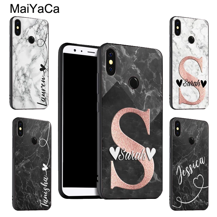 MaiYaCa персонализированные мраморные инициалы для POCO X3 F2 Pro F1 чехол Red mi Note 9 8 T 7 9S 9C Mi