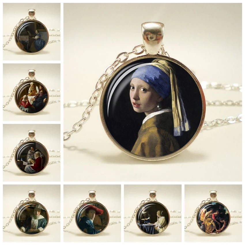 Girl Wearing Pearl Johannes Vermeer Art Pendant Necklace Silver Long Chain Necklace Art Picture Necklaces Jewelry for Women
Girl Wearing Pearl Johannes Vermeer Art Pendant Necklace Silver Long Chain Necklace Art Picture Necklaces Jewelry for Women