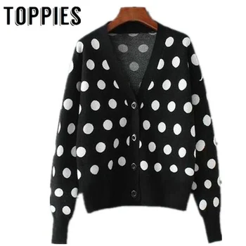 2019 Women Polka Dots V-neck Knitted Cardigans Sweet Style Women Knitting Sweaters
2019 Women Polka Dots V-neck Knitted Cardigans Sweet Style Women Knitting Sweaters