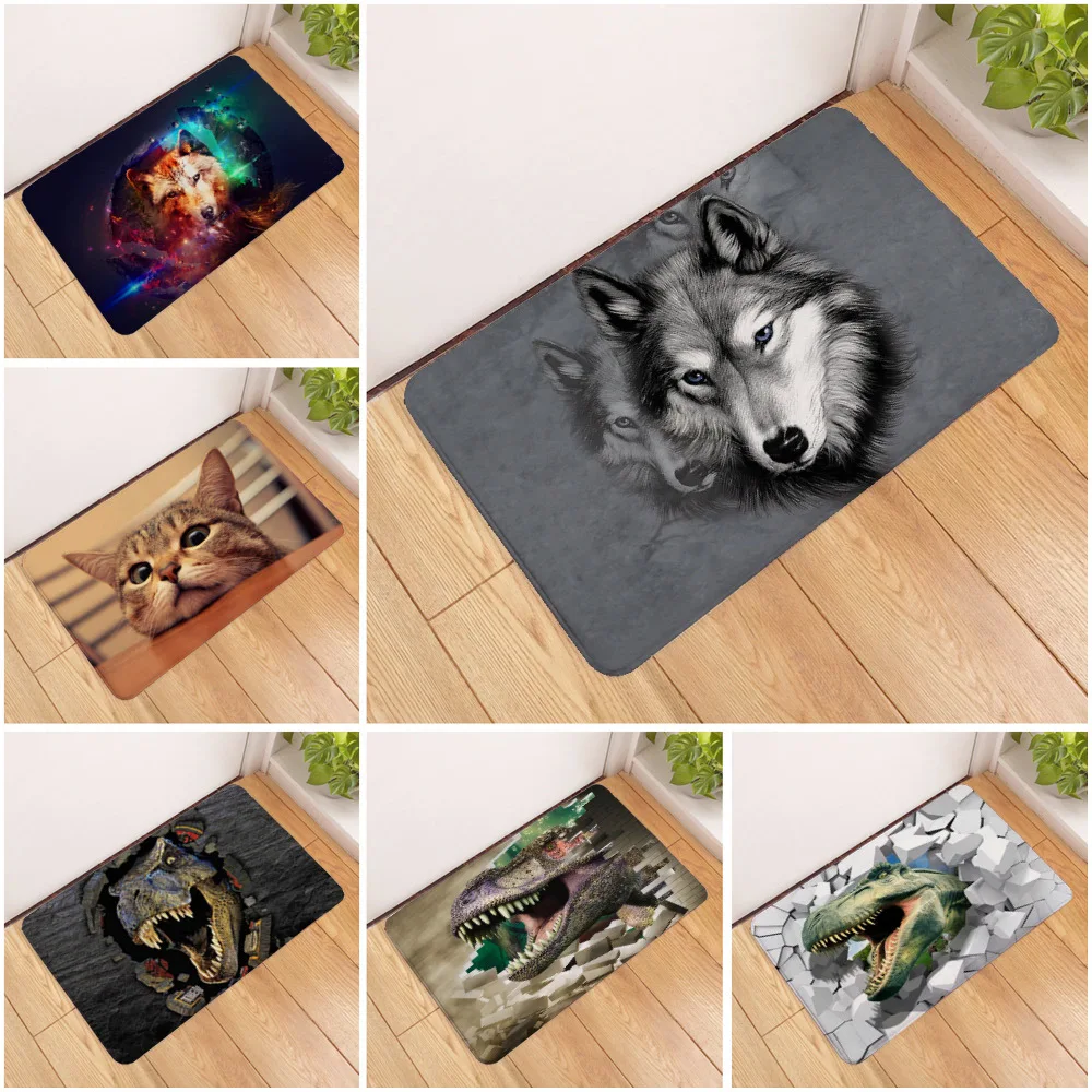 Wolf dinosaur head pattern flannel home decoration carpet indoor rectangular door mat absorbent
Wolf dinosaur head pattern flannel home decoration carpet indoor rectangular door mat absorbent