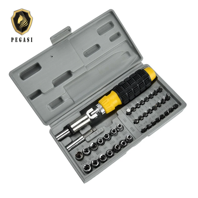 PEGASI 41pcs Ratchet Screwdriver Set Spanner Socket 1/4" Car Repair Tool Box Cr-v Hand Tools Combination Bit Set Tool Kit
PEGASI 41pcs Ratchet Screwdriver Set Spanner Socket 1/4" Car Repair Tool Box Cr-v Hand Tools Combination Bit Set Tool Kit