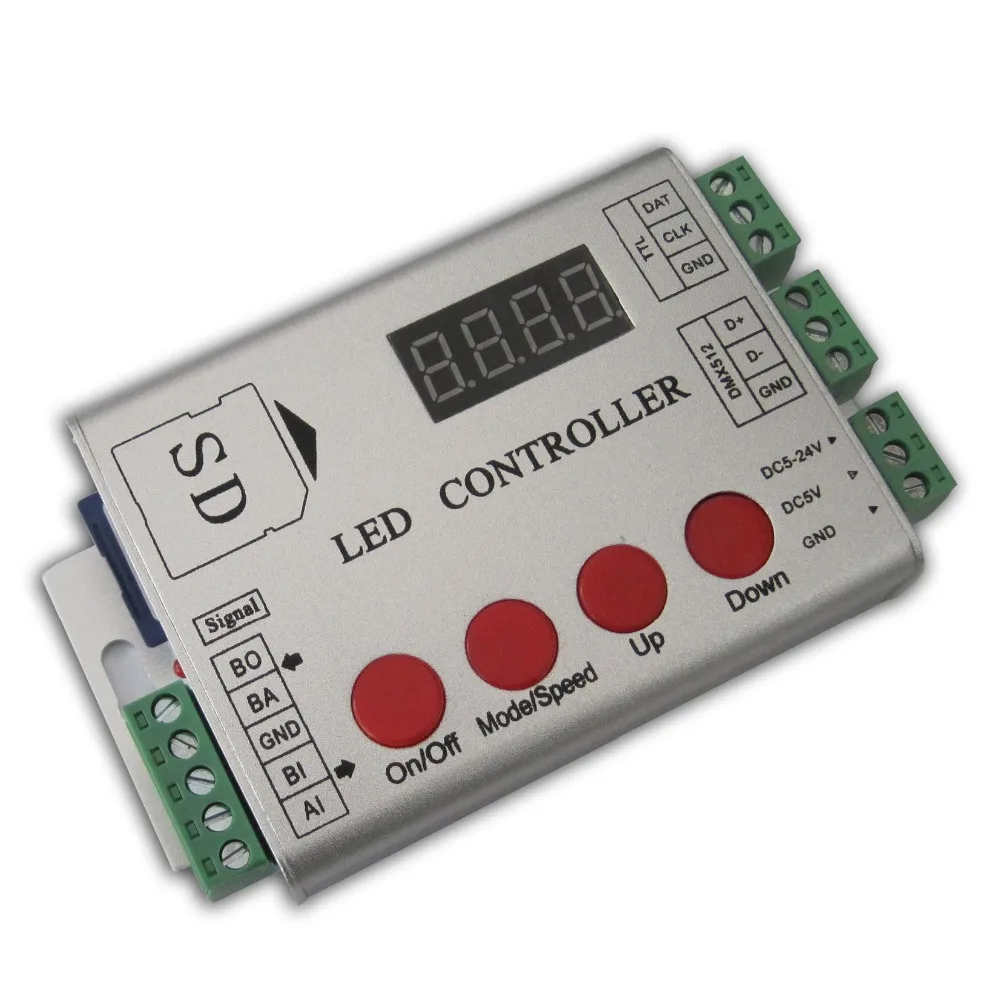 led pixel controller;SD card;2048pixels controller;support dmx console(to select the programmes);2811/2812/WS2801/TM1804/WS2821
led pixel controller;SD card;2048pixels controller;support dmx console(to select the programmes);2811/2812/WS2801/TM1804/WS2821