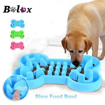 

Pet Dog Bowl Healthy Soft rubber Slow Food Feeder Anti Choke travel bowl for Cat dog Food feeding Alimentador Lento