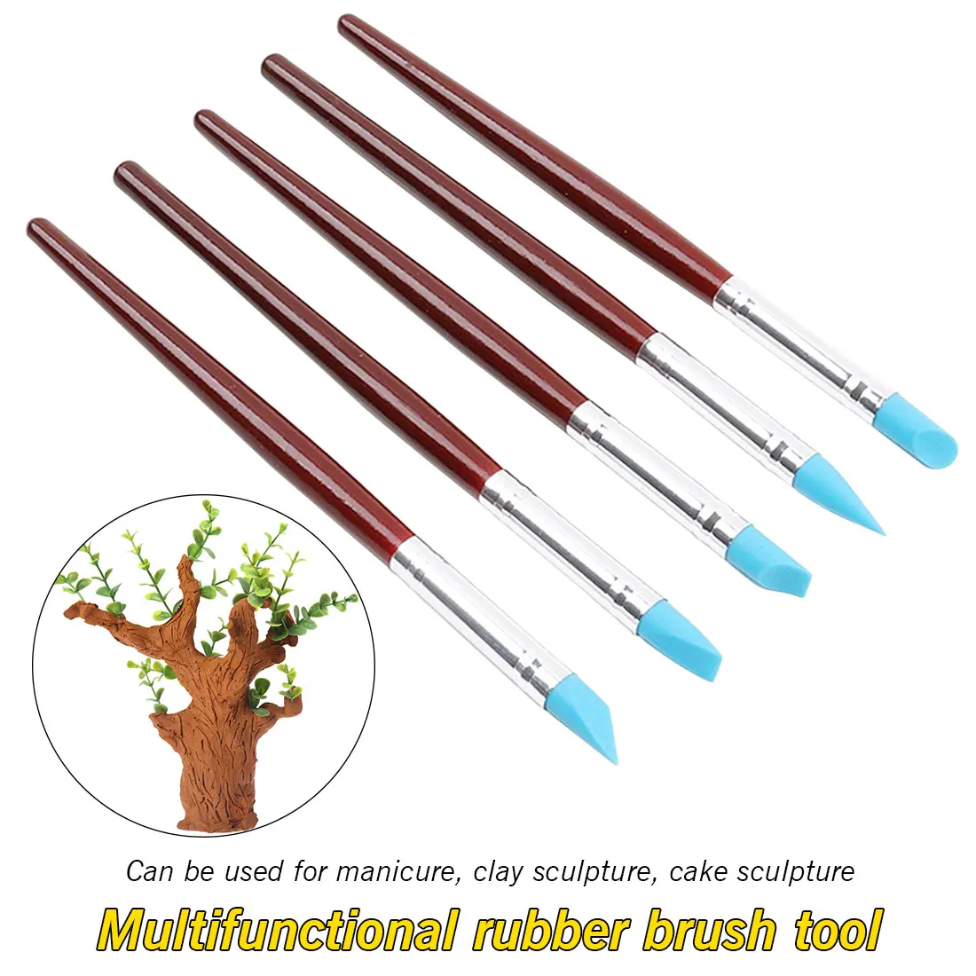 16cm 5pcs Wood Handle Silicone Rubber Clay Shaper Sculpting Polymer Modelling Pottery Tools Set For DIY Crafts
16cm 5pcs Wood Handle Silicone Rubber Clay Shaper Sculpting Polymer Modelling Pottery Tools Set For DIY Crafts