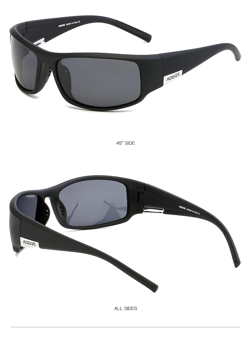 Men's TR90 Frame Sport Sunglasses Black 45 Degree View