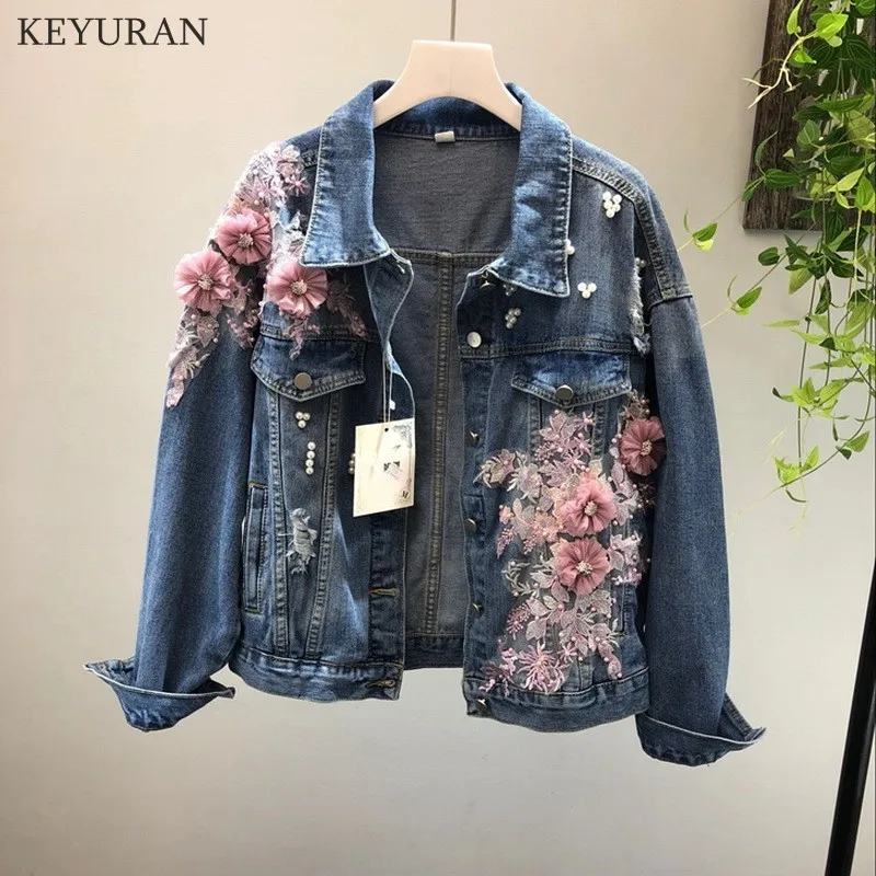 2019 Spring Autumn Jeans Jacket Coat Woman New Heavy Stereo Pink Flower Embroidered Hole Denim Jackets Student Basic Coats L2668
2019 Spring Autumn Jeans Jacket Coat Woman New Heavy Stereo Pink Flower Embroidered Hole Denim Jackets Student Basic Coats L2668