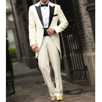 Black Wedding Men dance Suits 2017 Peaked Lapel Groom Tailcoat Two Piece One Button ivory Custom Made mens Suit (Jacket+Pants)
Black Wedding Men dance Suits 2017 Peaked Lapel Groom Tailcoat Two Piece One Button ivory Custom Made mens Suit (Jacket+Pants)