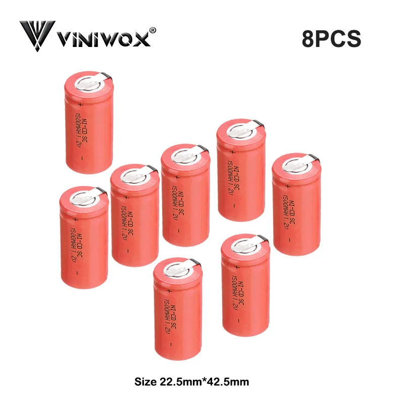 SC 1.2V 1500mAh Ni-CD Subc Rechargeable Batteries Made to 9.6V 12V 14.4V 18V 24V NICD Electric Parts Power tool Battery Cells
SC 1.2V 1500mAh Ni-CD Subc Rechargeable Batteries Made to 9.6V 12V 14.4V 18V 24V NICD Electric Parts Power tool Battery Cells