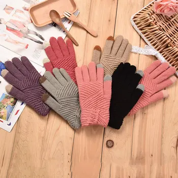 New Women Gloves Winter Woolen Knitted Gloves Touch Screen Mittens Keep Warm Female Winter Full Finger Stripe Gloves
New Women Gloves Winter Woolen Knitted Gloves Touch Screen Mittens Keep Warm Female Winter Full Finger Stripe Gloves