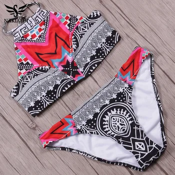 NAKIAEOI Sexy High Neck Bikini Swimwear Women Swimsuit 2019 New Brazilian Bikini Set Printed Halter Top Beach wear Bathing Suits
NAKIAEOI Sexy High Neck Bikini Swimwear Women Swimsuit 2019 New Brazilian Bikini Set Printed Halter Top Beach wear Bathing Suits