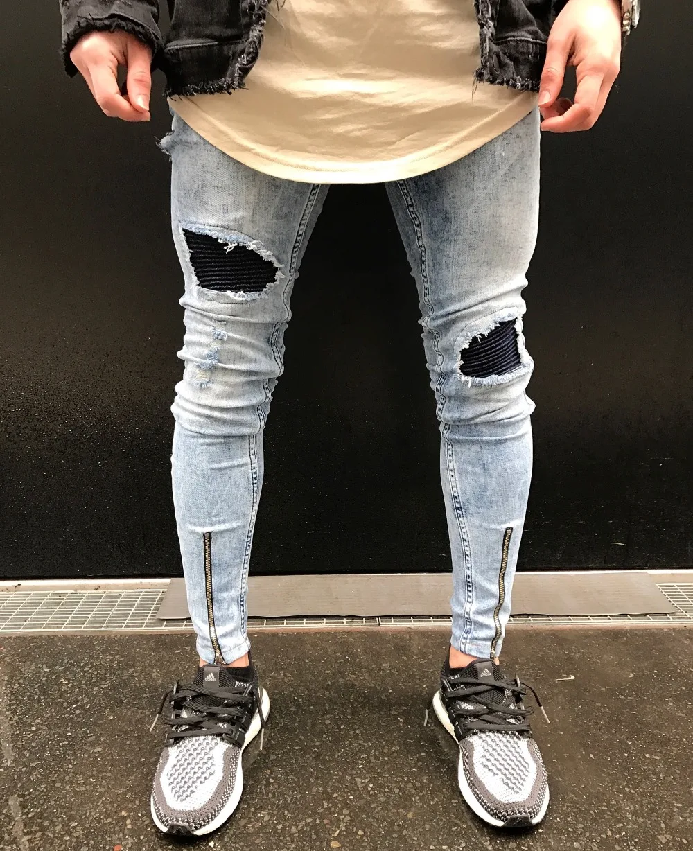 Men's elastic denim Skinny jeans new fashion design hip-hop Streetwear knee biker wrinkled hole Ripped motorcycle jeans trousers
Men's elastic denim Skinny jeans new fashion design hip-hop Streetwear knee biker wrinkled hole Ripped motorcycle jeans trousers