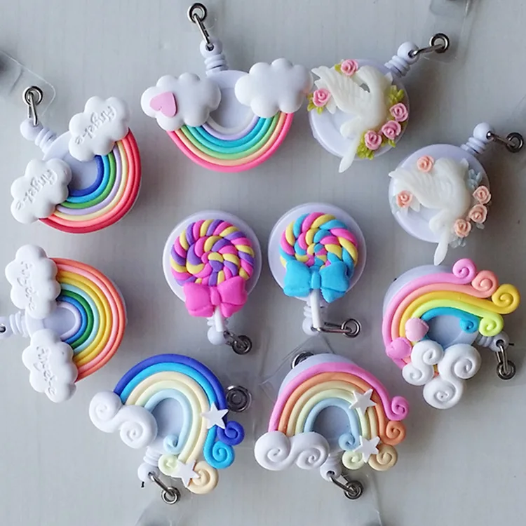 Washi Lollipop rainbow Retractable Badge reel ID Card Clip ID Badge Cute Little Tag Card Holder Reel For School Office Company
Washi Lollipop rainbow Retractable Badge reel ID Card Clip ID Badge Cute Little Tag Card Holder Reel For School Office Company