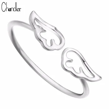 Silver Gold Plated Double Angel Wings Charming Ring Justable Sweet Lovely Jewelry For Women Accessaries anillos Free Shipping