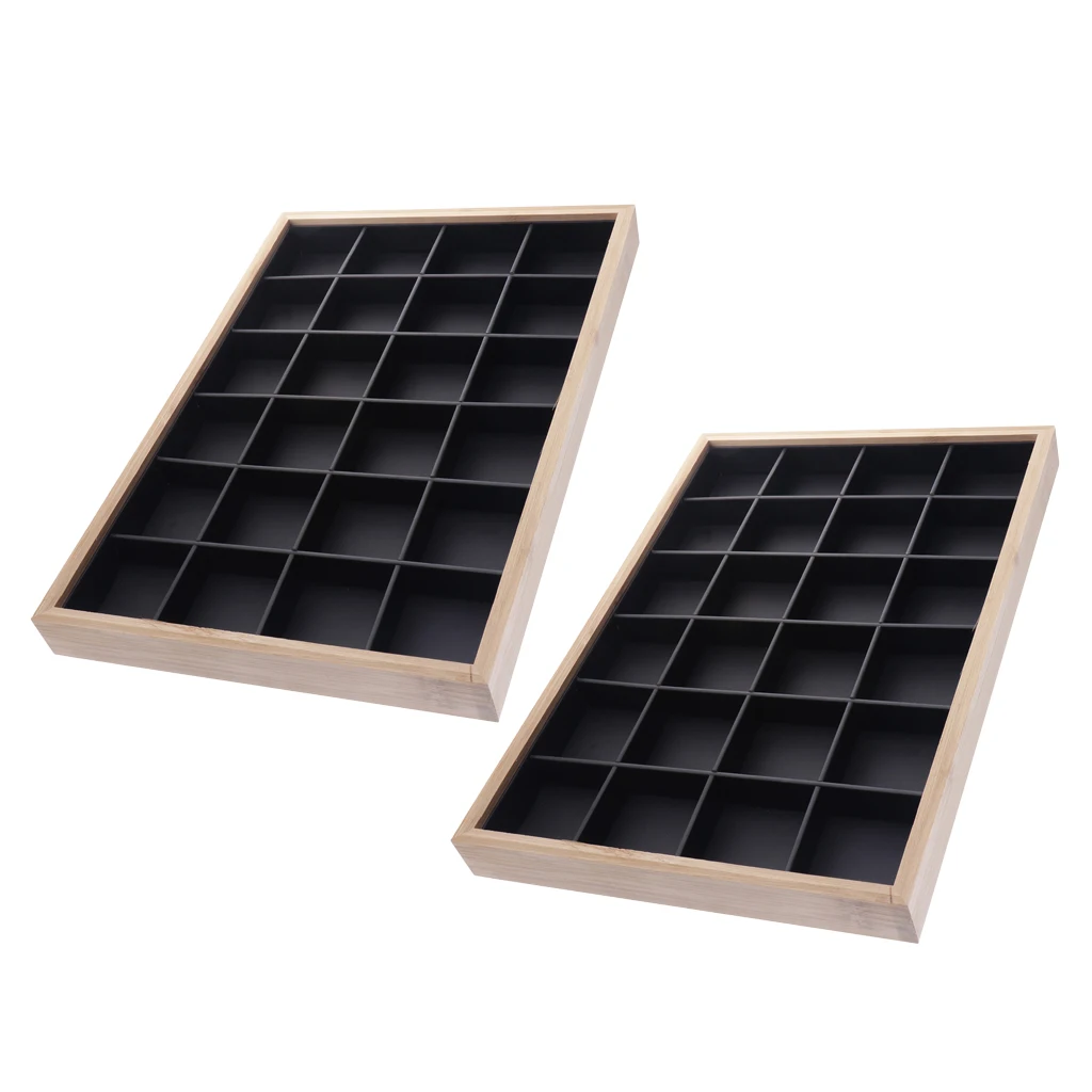2Pcs 24 Grids Jewelry Tray Stackable Earrings Display Showcase Multifunctional Jewelry Display/Organizer Box for Girls Women 2Pcs 24 Grids Jewelry Tray Stackable Earrings Display Showcase Multifunctional Jewelry Display/Organizer Box for Girls Women