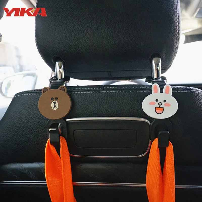 

New 2pcs Animal Auto Car Back Seat Headrest Hanger Holder Hooks Clips For Bag Purse Cloth Grocery Automobile Interior Accessorie