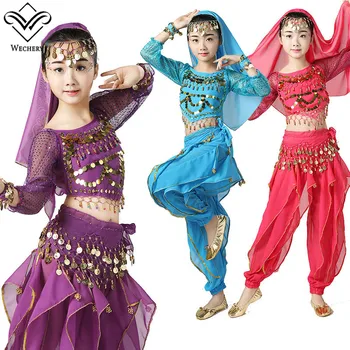 Wechery Sequins Belly Dance Costumes for Girls Long Sleeve Tops Pants Sari Whole Set Dancing Wear Gypsy Egypt Dance Clothes
Wechery Sequins Belly Dance Costumes for Girls Long Sleeve Tops Pants Sari Whole Set Dancing Wear Gypsy Egypt Dance Clothes