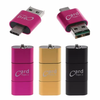 

Universal 3 in1 OTG Type-C Card Reader USB 3.0 to 2 Slot TF SD for Phones Tablet PC With OTG Function Black/Gold/Pink C26