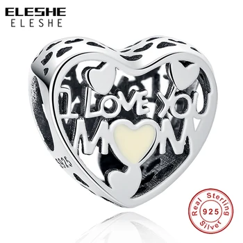ELESHE Mothers Day Gift I LOVE YOU MOM Heart Charms Beads Fit Bracelets DIY Original 925 Sterling-Silver-Jewelry
ELESHE Mothers Day Gift I LOVE YOU MOM Heart Charms Beads Fit Bracelets DIY Original 925 Sterling-Silver-Jewelry