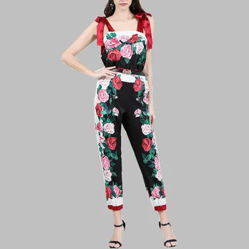 HAMALIEL Runway Summer Jumpsuits Sexy Women Straps Floral Rose Print Bowknot Overalls Fashion Elastic Waist Jumpsuits Rompers
HAMALIEL Runway Summer Jumpsuits Sexy Women Straps Floral Rose Print Bowknot Overalls Fashion Elastic Waist Jumpsuits Rompers