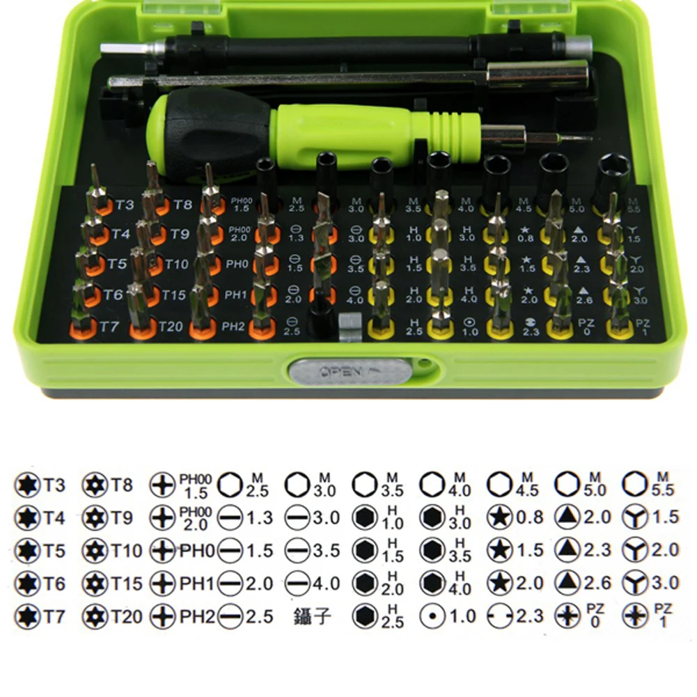 Professional Excellent 53 in1 Multi-Bit PrecisionTorx Screwdriver Tweezer Cell Laptop Phone Repair Tool Drop shipping
Professional Excellent 53 in1 Multi-Bit PrecisionTorx Screwdriver Tweezer Cell Laptop Phone Repair Tool Drop shipping