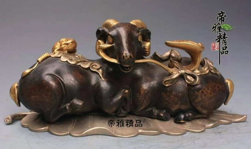 R0717 Details about China Copper Bronze 24K Gild Gold Toad Beast Sheep Goat Auspicious Ruyi Statue B0403
R0717 Details about China Copper Bronze 24K Gild Gold Toad Beast Sheep Goat Auspicious Ruyi Statue B0403