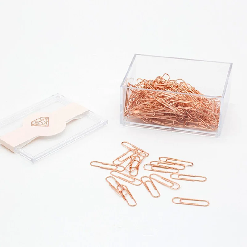 NEVER Multi Bet Rose Gold Paper Clips Non-skid Smooth Finish Medium and Large Size 200pcs / 28mm | Канцтовары для офиса и дома