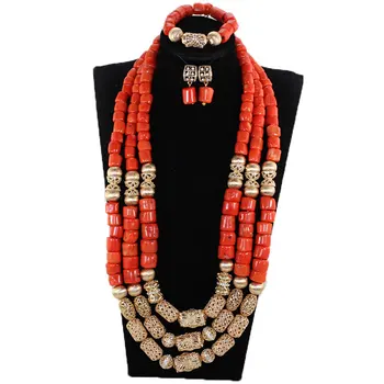 Luxury Wedding African Coral Beads Jewelry Set Coral and Gold Dubai Bridal Indian Jewelry Sets Long Coral Necklace Set CNR052
Luxury Wedding African Coral Beads Jewelry Set Coral and Gold Dubai Bridal Indian Jewelry Sets Long Coral Necklace Set CNR052