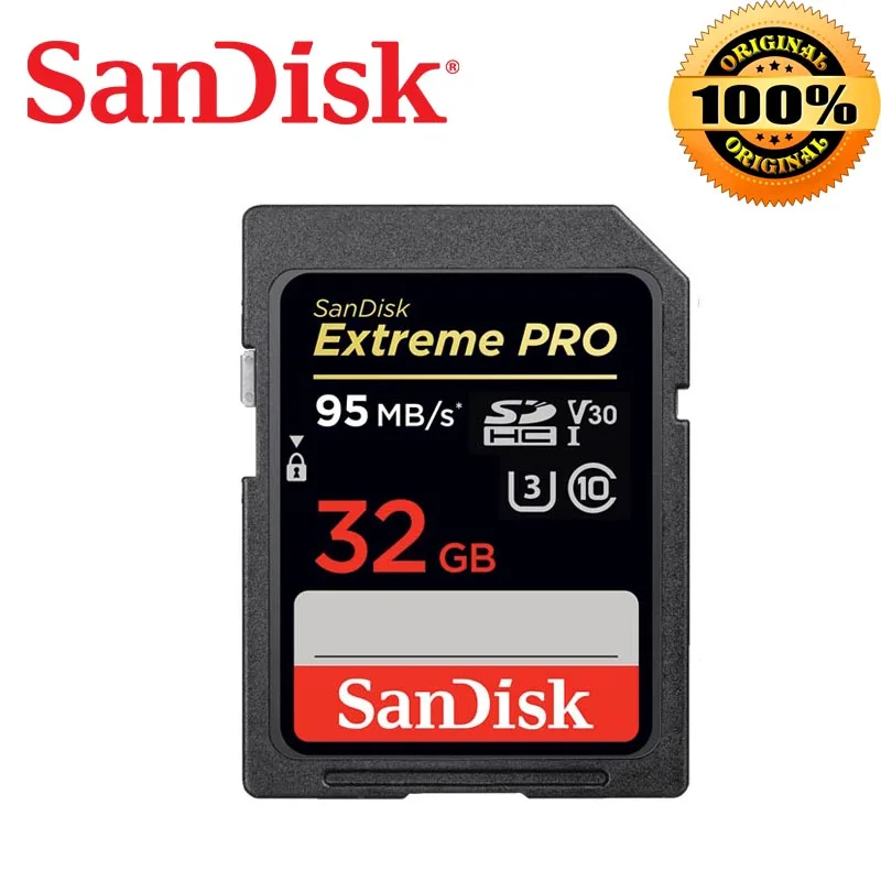 

SanDisk Extreme Pro SD Card 32G 64G 128G 256G SDHC SDXC UHS-I Class 10 95M/S Memory Card Support V30 4K for Digital Camera