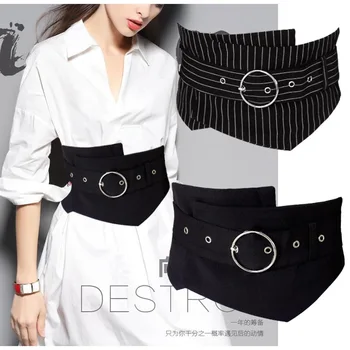 Wide Women Waist Belts Black Navy Striped Fabric Buckle Dress Belt Fashion Ladies Caestus Suits Belt Corset Strechy Waistband
Wide Women Waist Belts Black Navy Striped Fabric Buckle Dress Belt Fashion Ladies Caestus Suits Belt Corset Strechy Waistband