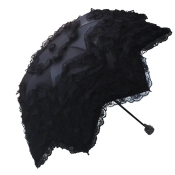Sunny and Rainy Umbrella For Beautiful Women Summer Parasol Black Coating Anti UV Lace Umbrella 3 Folding Sun Umbrella
Sunny and Rainy Umbrella For Beautiful Women Summer Parasol Black Coating Anti UV Lace Umbrella 3 Folding Sun Umbrella