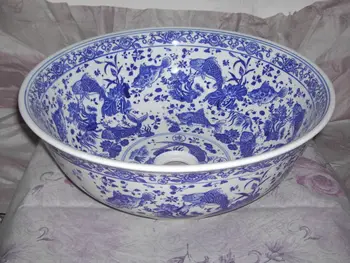 Blue And White Fish Painting Jingdezhen factory directly art hand painted ceramic wash basin art ceramic wash basin
Blue And White Fish Painting Jingdezhen factory directly art hand painted ceramic wash basin art ceramic wash basin