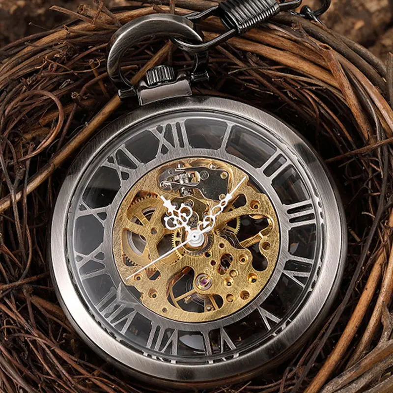 Steampunk Big Roman Numerals Mechanical Pocket Watch Necklace Men Vintage Transparent Fob Hand Wind Retro Chain Watch Unisex
Steampunk Big Roman Numerals Mechanical Pocket Watch Necklace Men Vintage Transparent Fob Hand Wind Retro Chain Watch Unisex