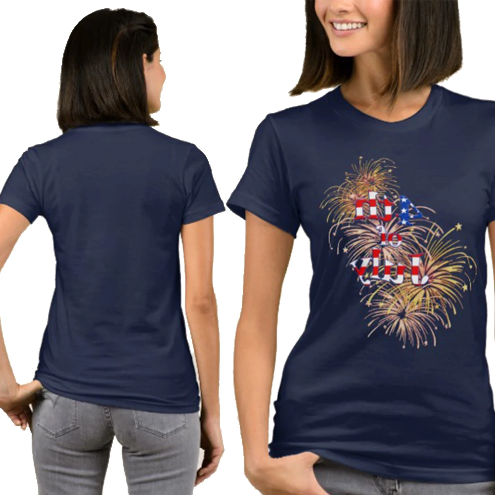 Модная женская цветочная футболка с фейерверком 4 июля | Женская одежда